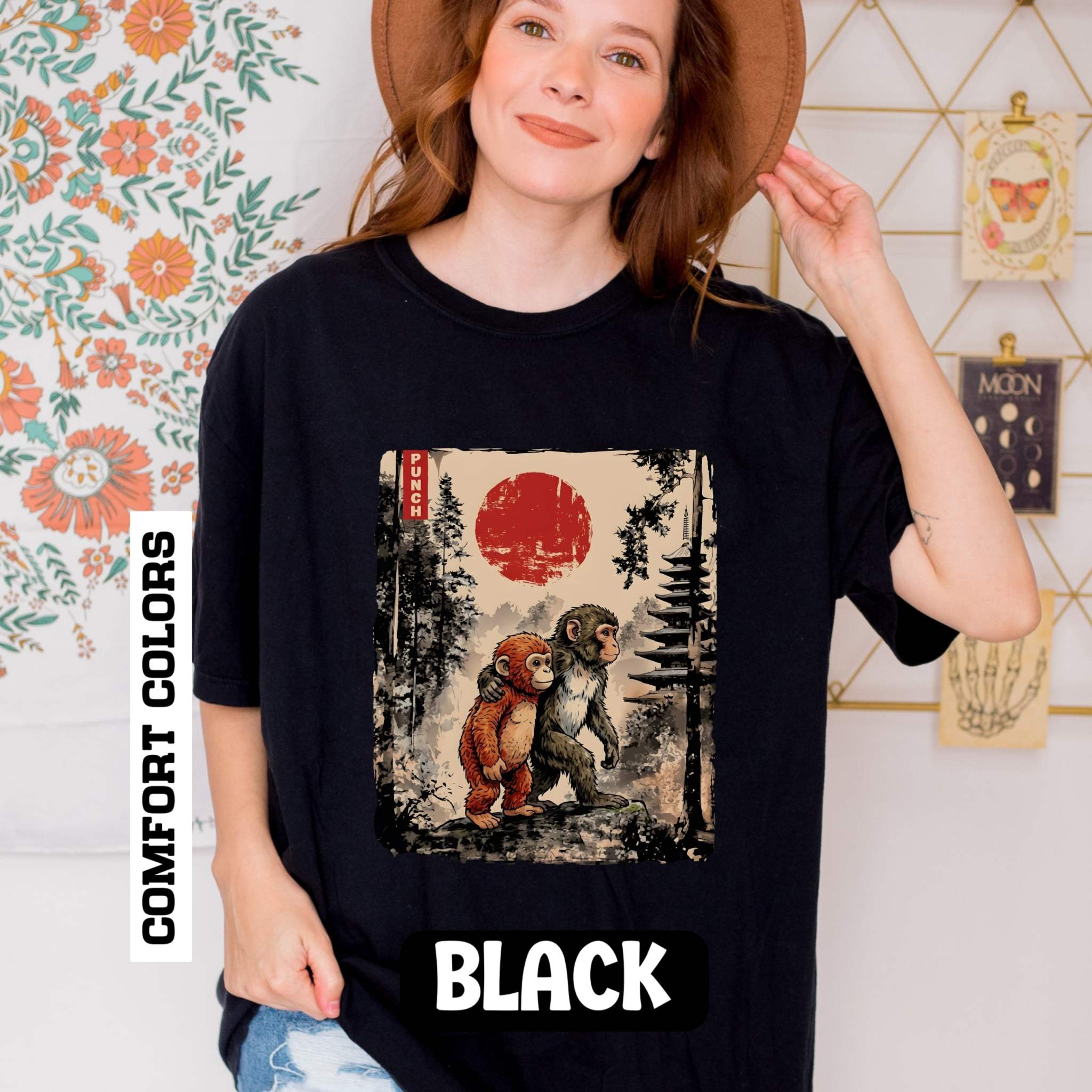 Kawaii Monkey Shirt, Japanese Ukiyoe Animal Tee