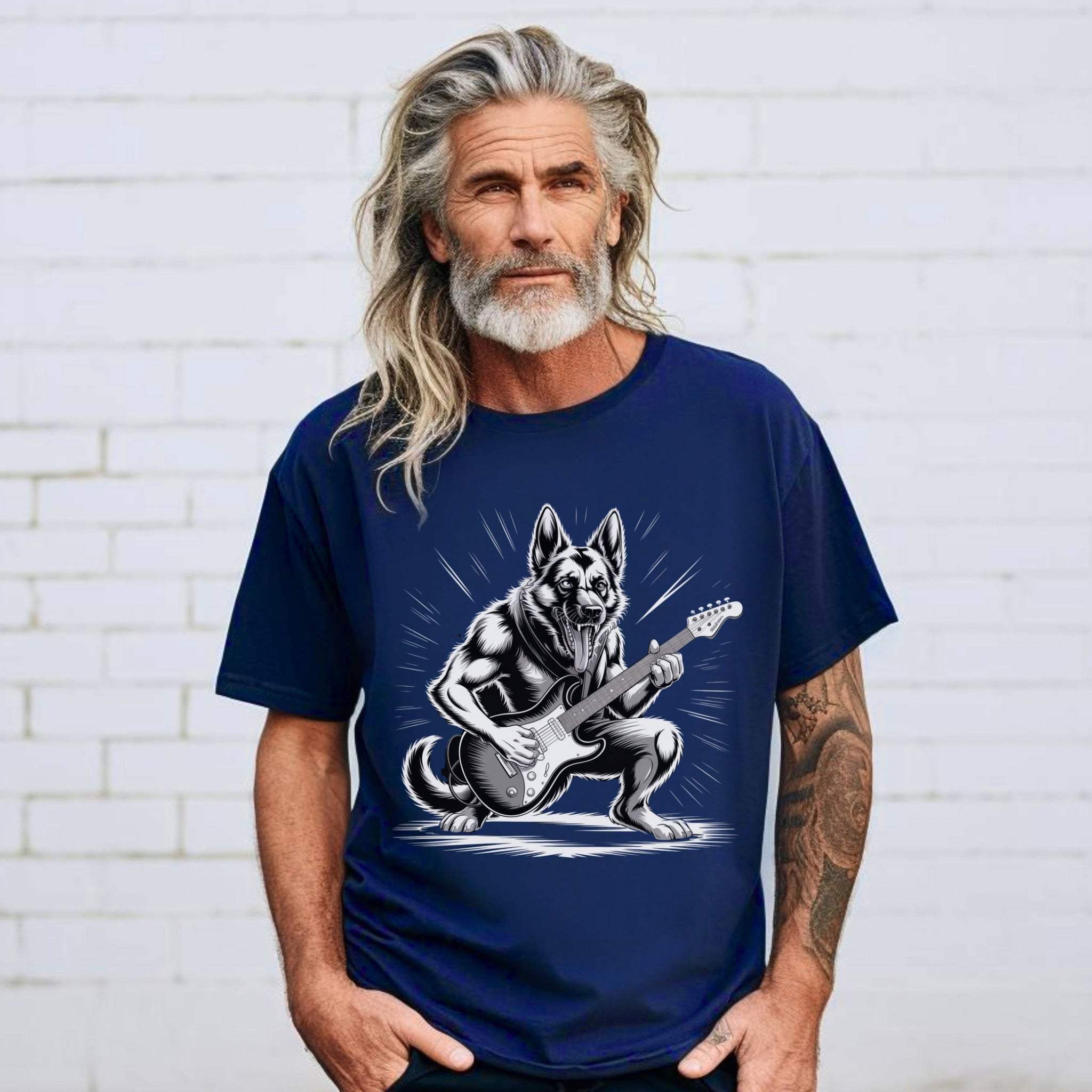 Heavy Metal German Shepherd graphic on heavyweight garment-dyed cotton t-shirt