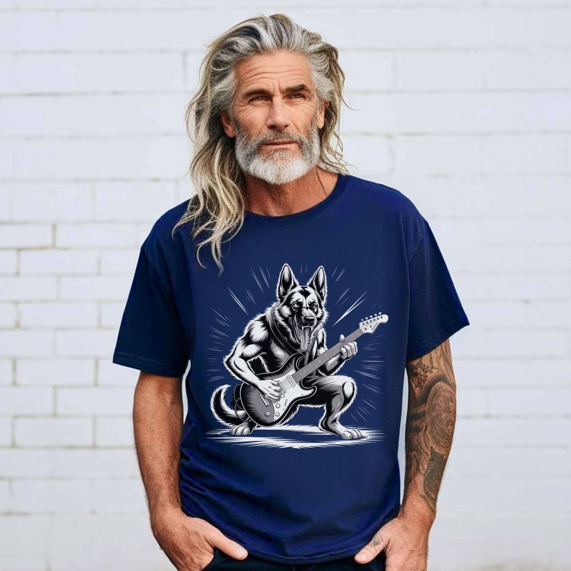 Heavy Metal German Shepherd graphic on heavyweight garment-dyed cotton t-shirt with relaxed fit and durable construction