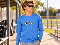 Youth Tee - Fun Halloween Ghosts Baseball Eating Long Sleeve Shirt.