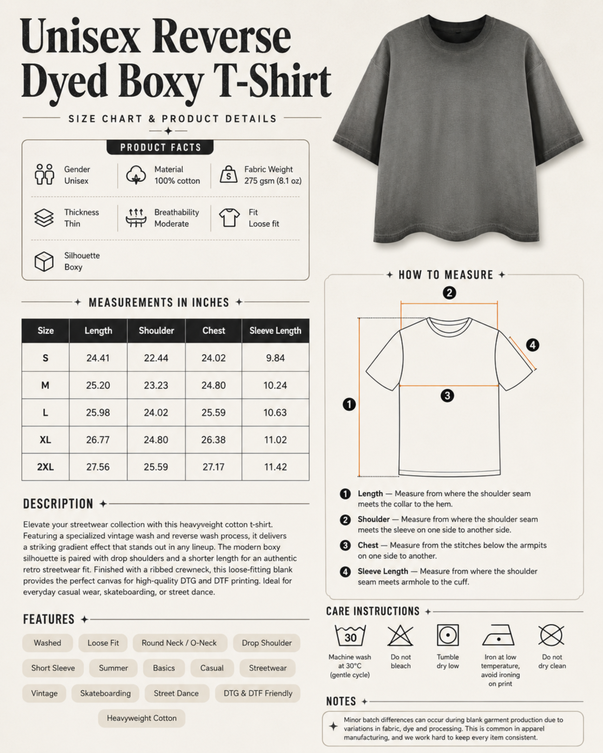 Unisex Reverse Dyed Boxy T-Shirt