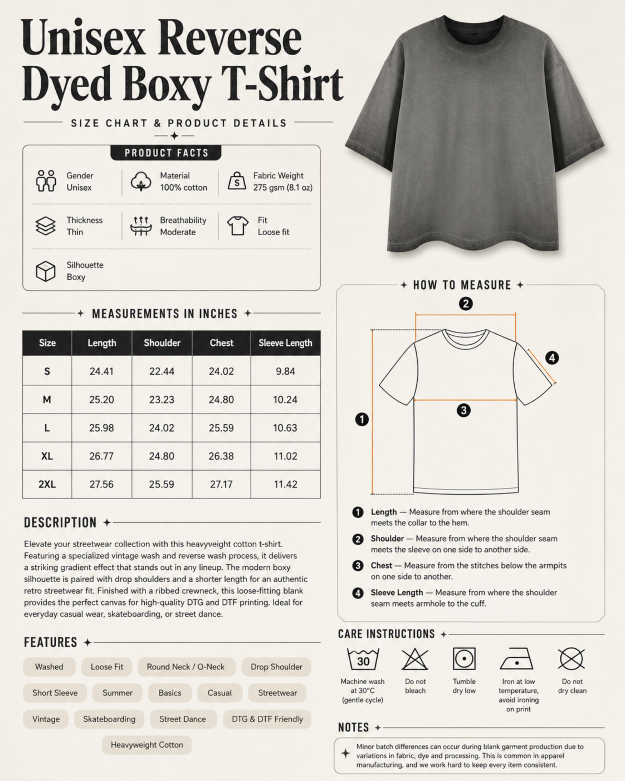 Unisex Reverse Dyed Boxy T-Shirt