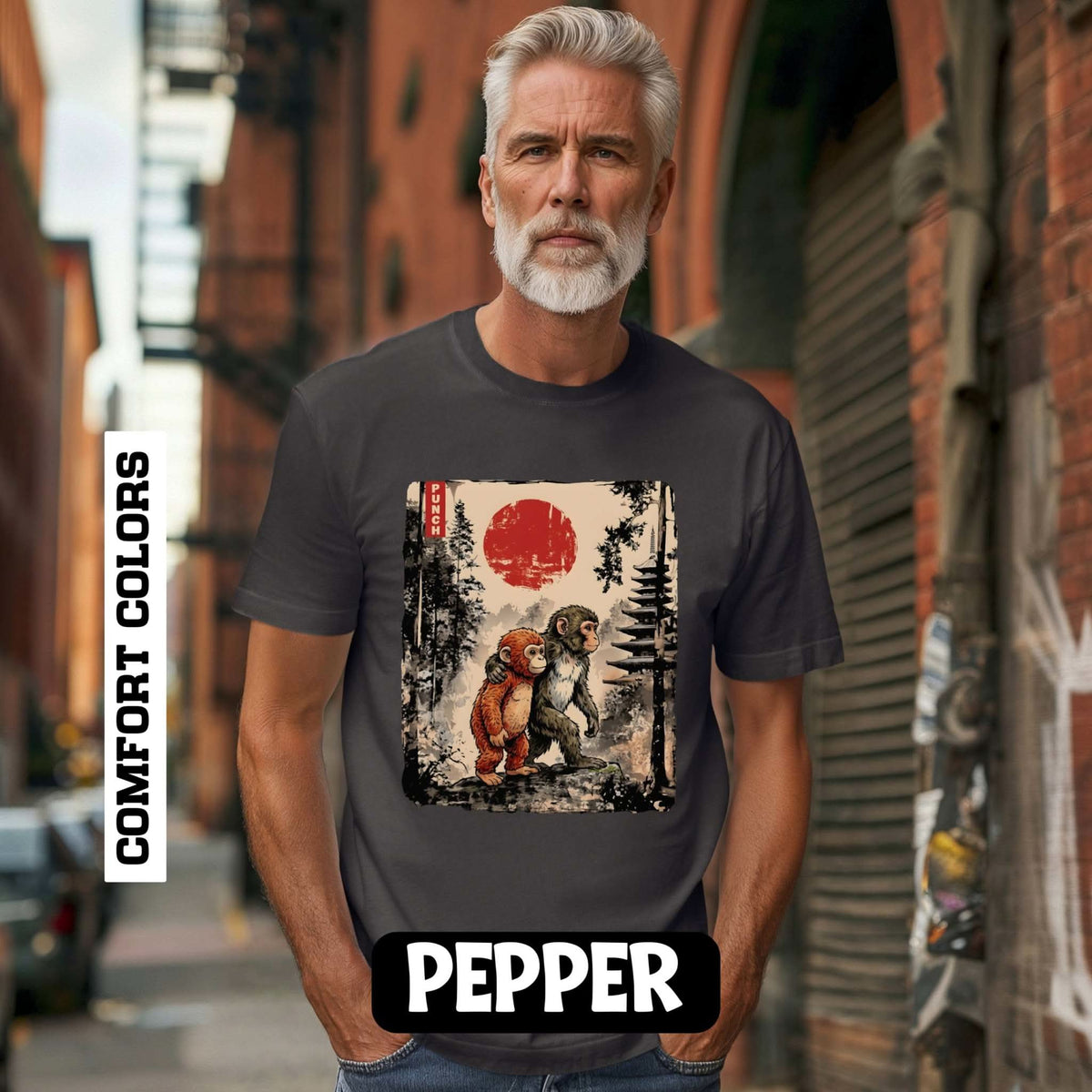 Kawaii Monkey Japanese Ukiyoe Cotton T-Shirt
