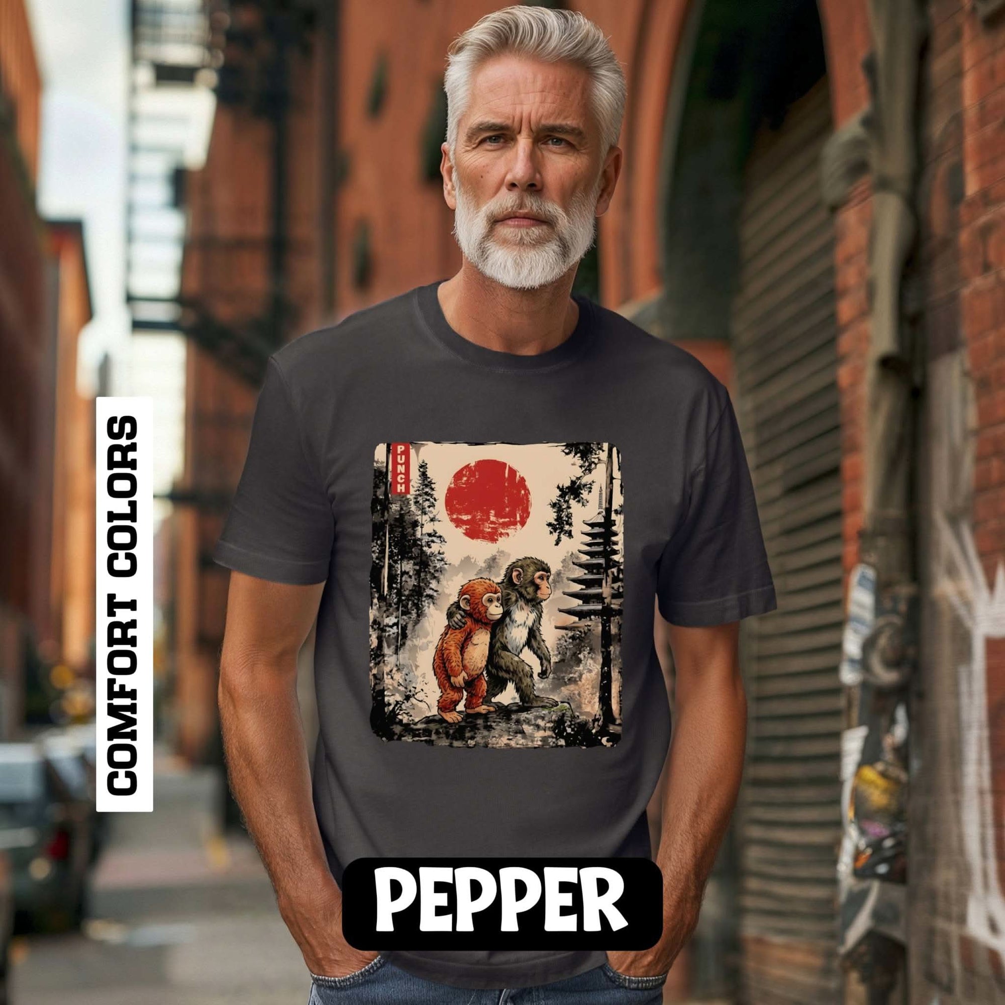 Kawaii Monkey Japanese Ukiyoe Cotton T-Shirt