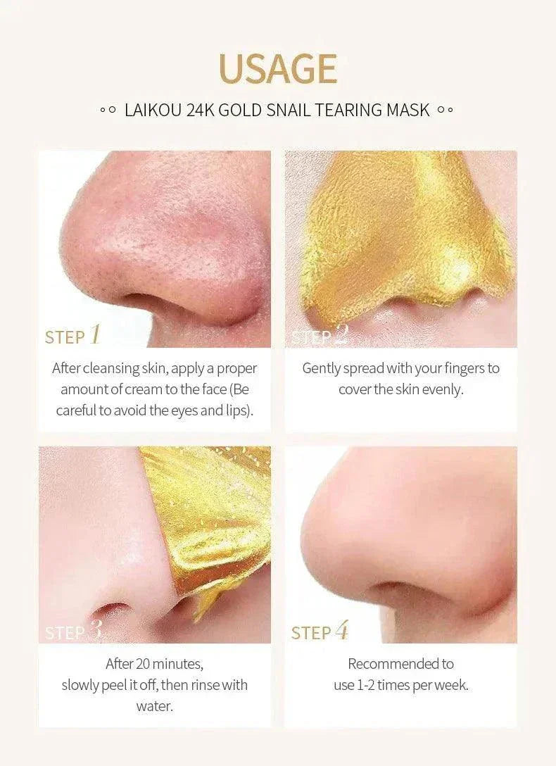 24K Gold Snail Collagen Peel-Off Mask for detoxifying and hydrating skin with gold and collagen benefits