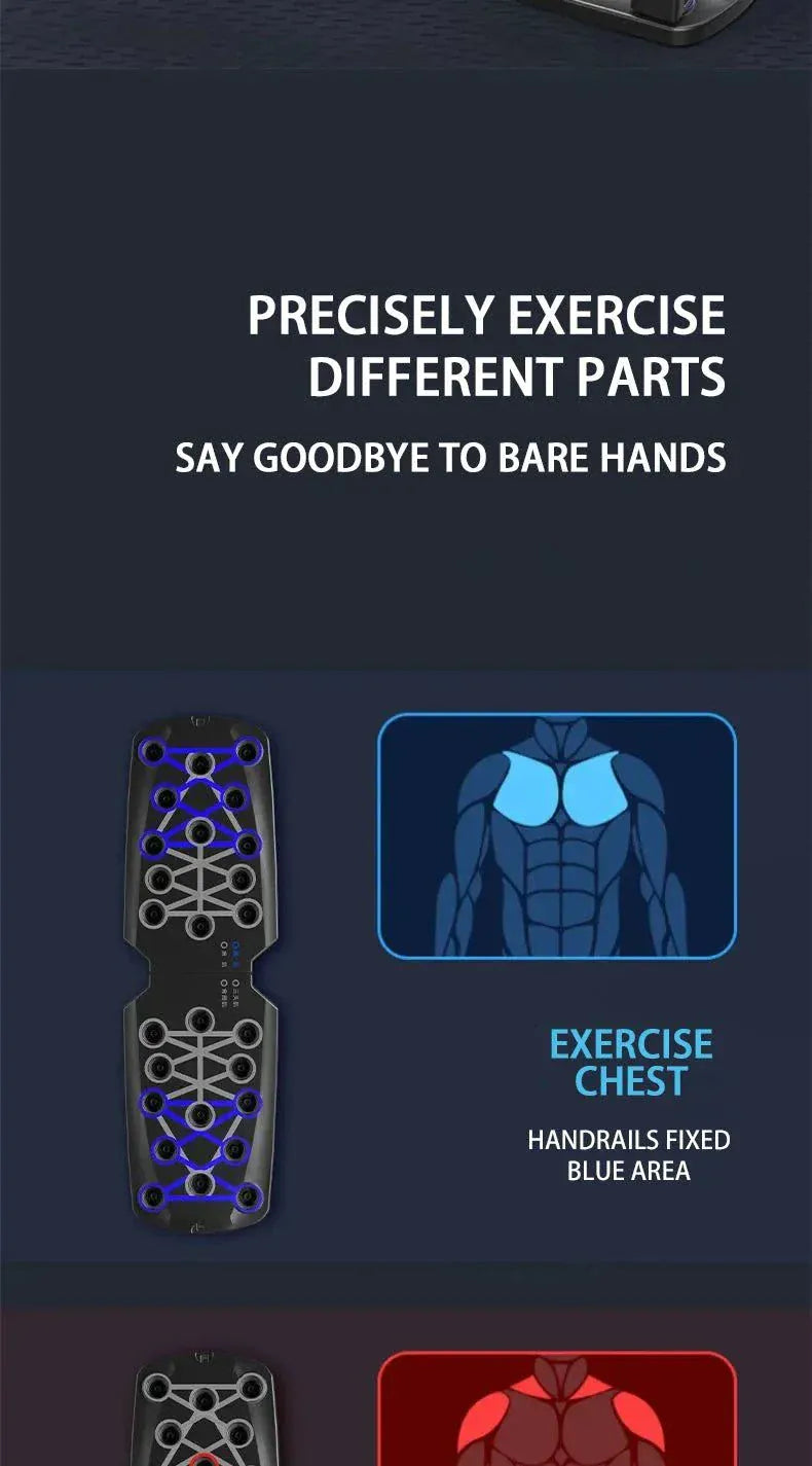 Multifunctional portable push-up board set with color-coded hand positions for full-body workout and easy storage