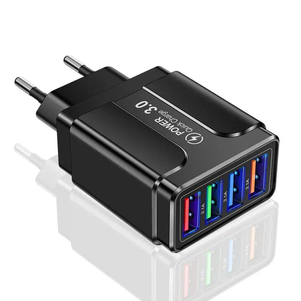 4-Port Quick Charge 3.0 USB wall charger with fast 4 USB charger ports for multiple device charging
