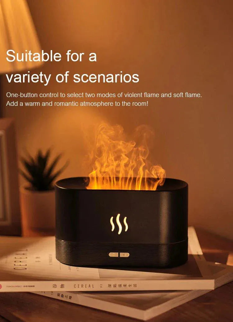 Kinscoter Ultrasonic Aroma Diffuser Air Humidifier with LED flame lamp and cool mist technology