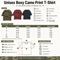Unisex Boxy Camo Print T-Shirt | Oversized Cotton Streetwear Tee