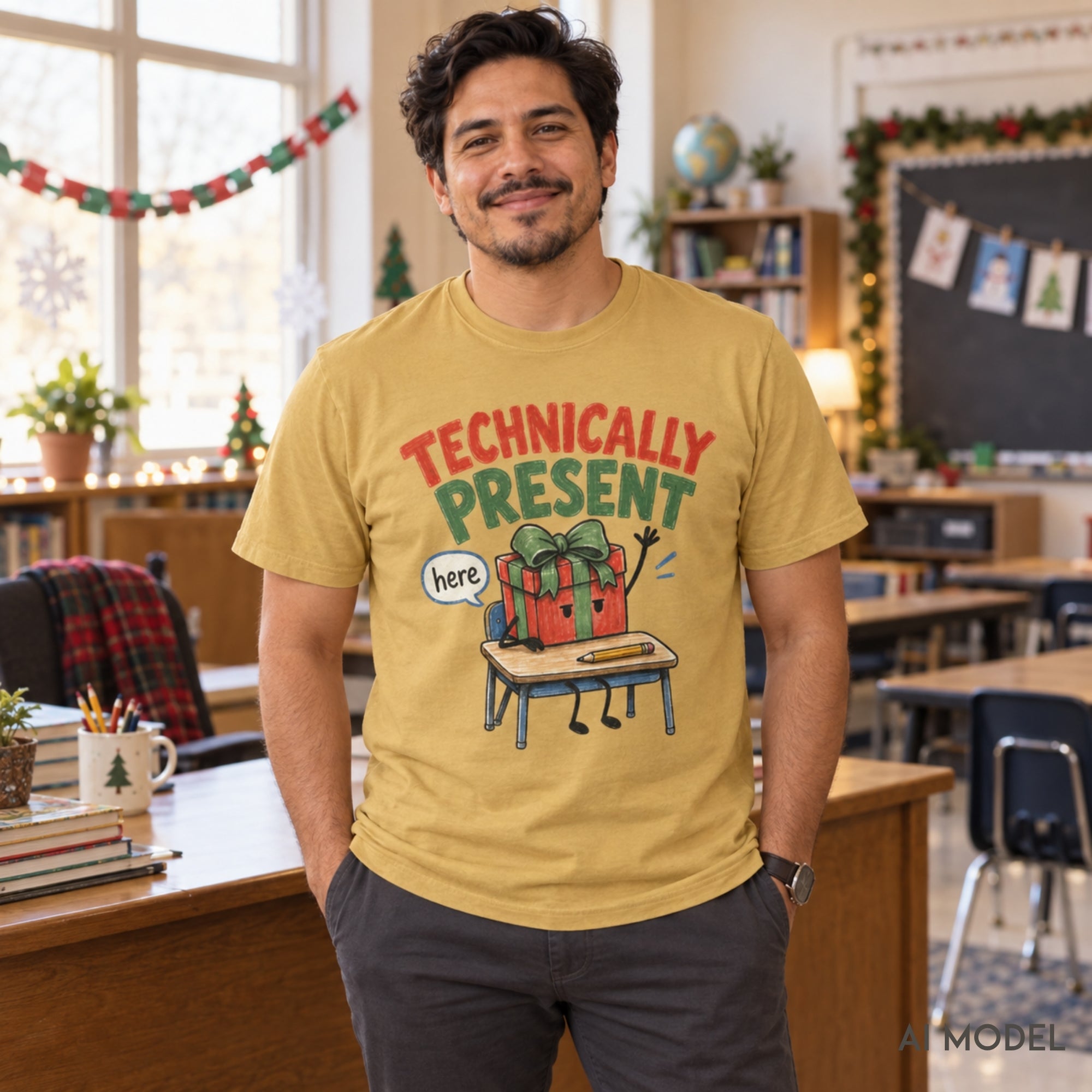 Technically Present Holiday T-Shirt — Funny Christmas Gift Box Graphic Tee