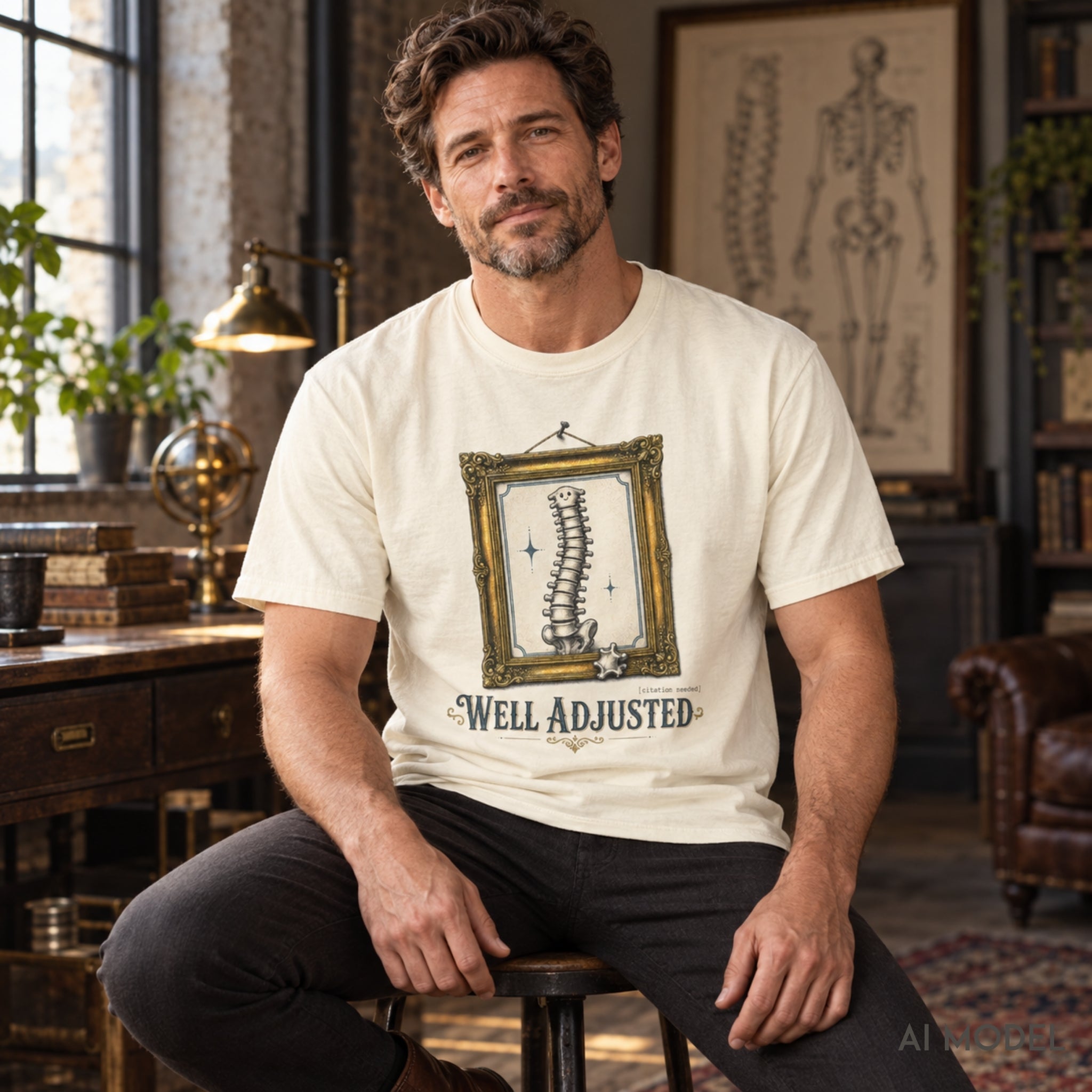 Well Adjusted Spine T-Shirt — Chiropractic Vintage Frame Graphic Tee