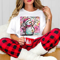Unisex T-shirt with retro disco ball snowman design for holiday parties