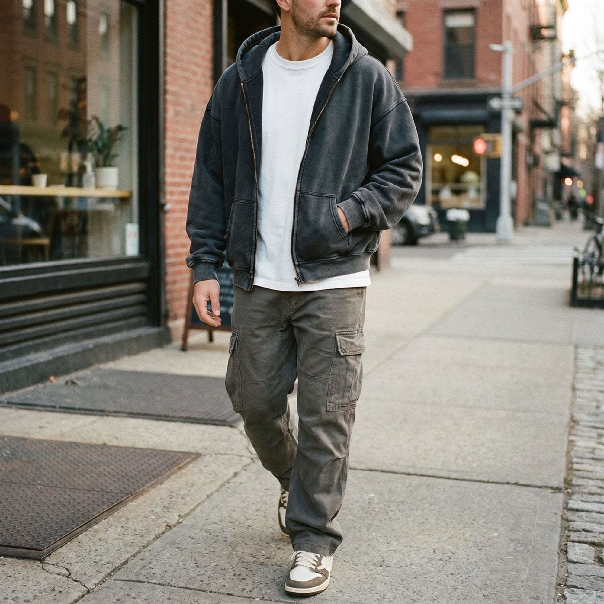 Zip-Through Boxy Fleece Hoodie | Oversized Unisex Streetwear Zip Hoodie
