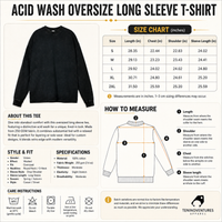 Acid wash oversized unisex long sleeve cotton t-shirt with vintage-inspired design and relaxed fit