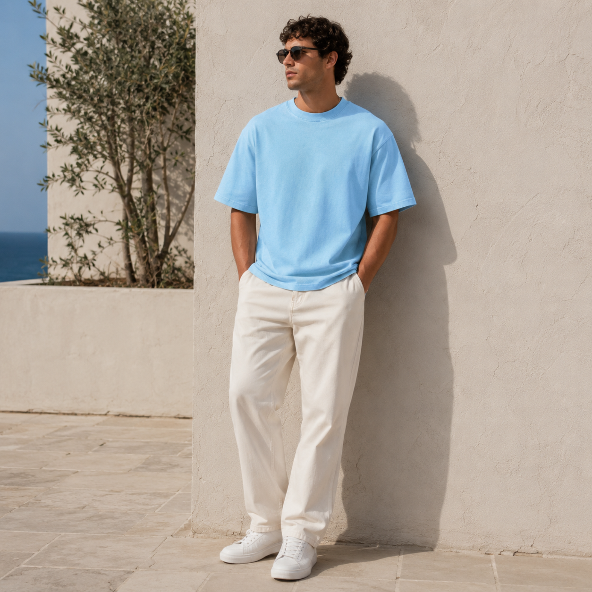 Mineral Wash Boxy Cotton T-Shirt | Oversized Drop Shoulder Crop Tee