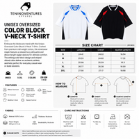 Unisex Oversized Color Block V-Neck T-Shirt | Heavyweight Streetwear Raglan Tee