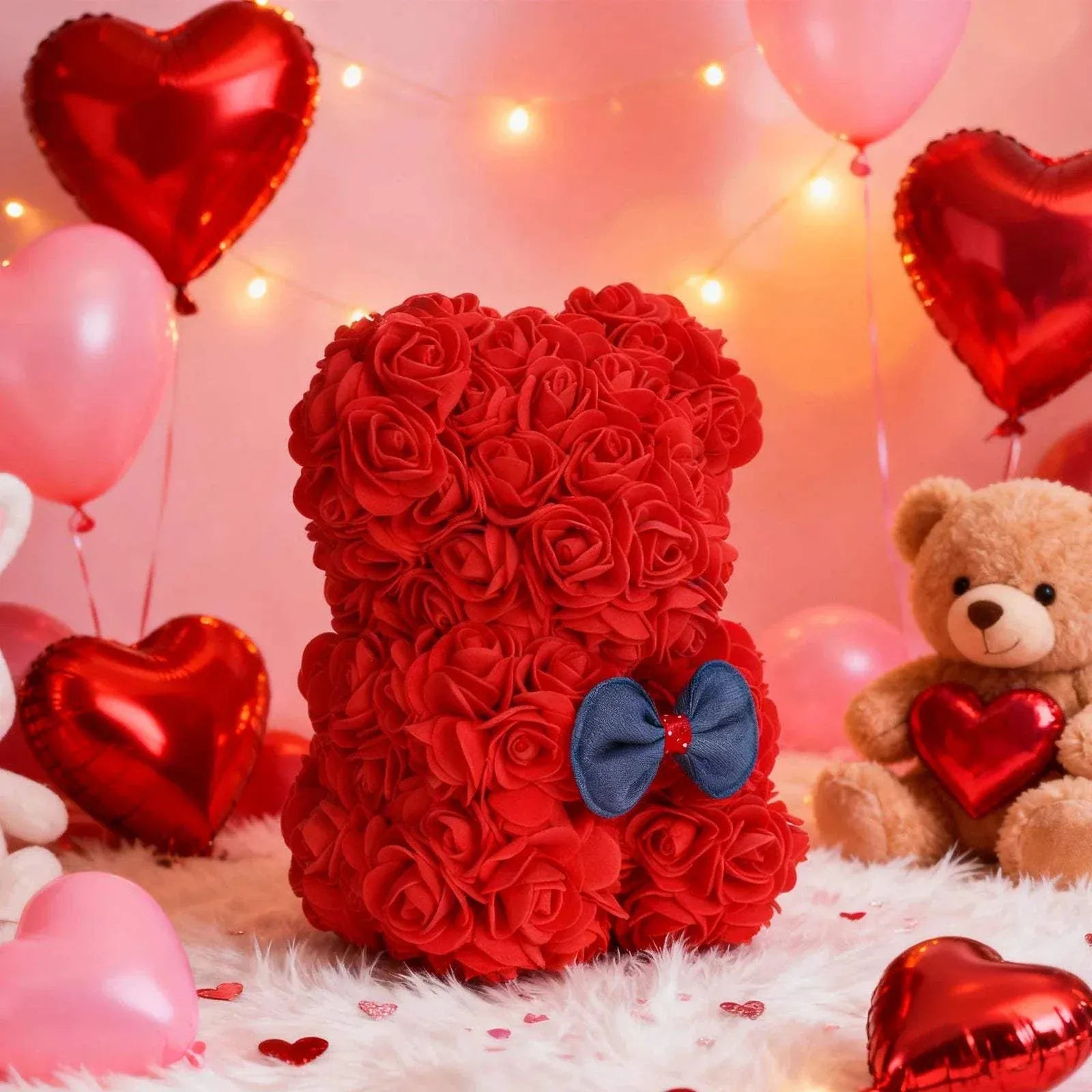 2026 Valentine Day Rose Bear made of soft foam roses in teddy bear shape, perfect romantic gift for Valentine’s Day or anniversaries