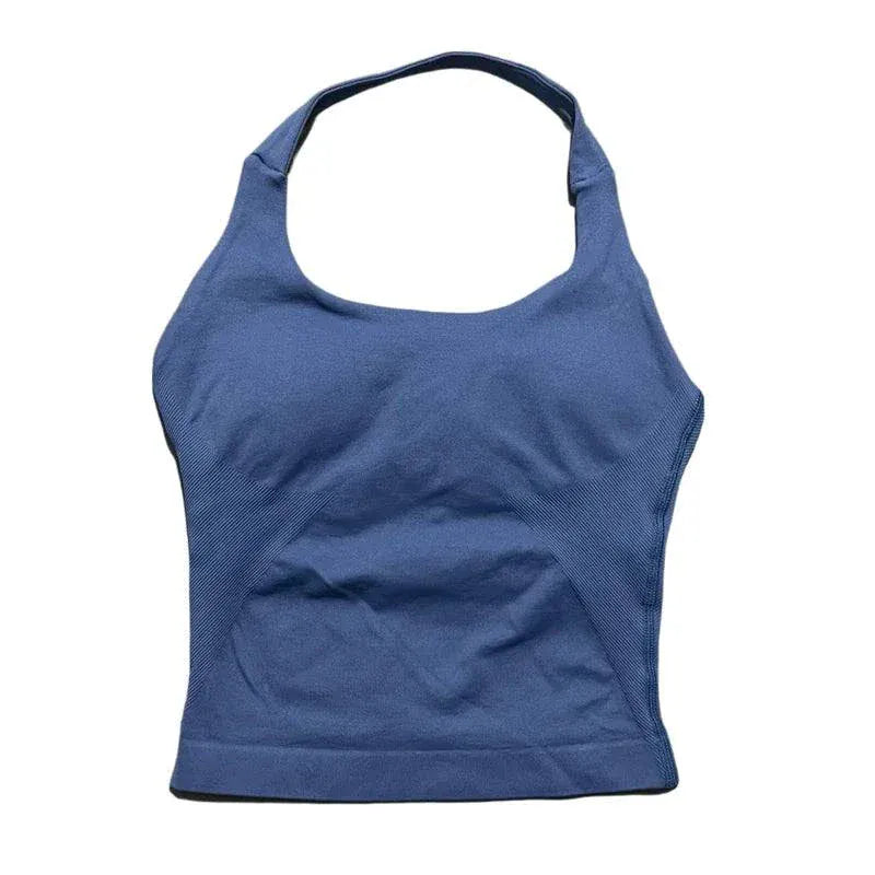 Women wearing quick-dry seamless sports yoga vest for fitness and running