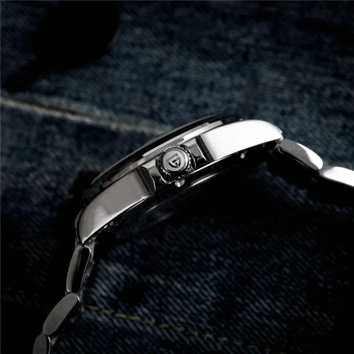 PAGANI DESIGN 2026 DG5833 men's GMT automatic stainless steel watch with blue luminous markers and sapphire crystal