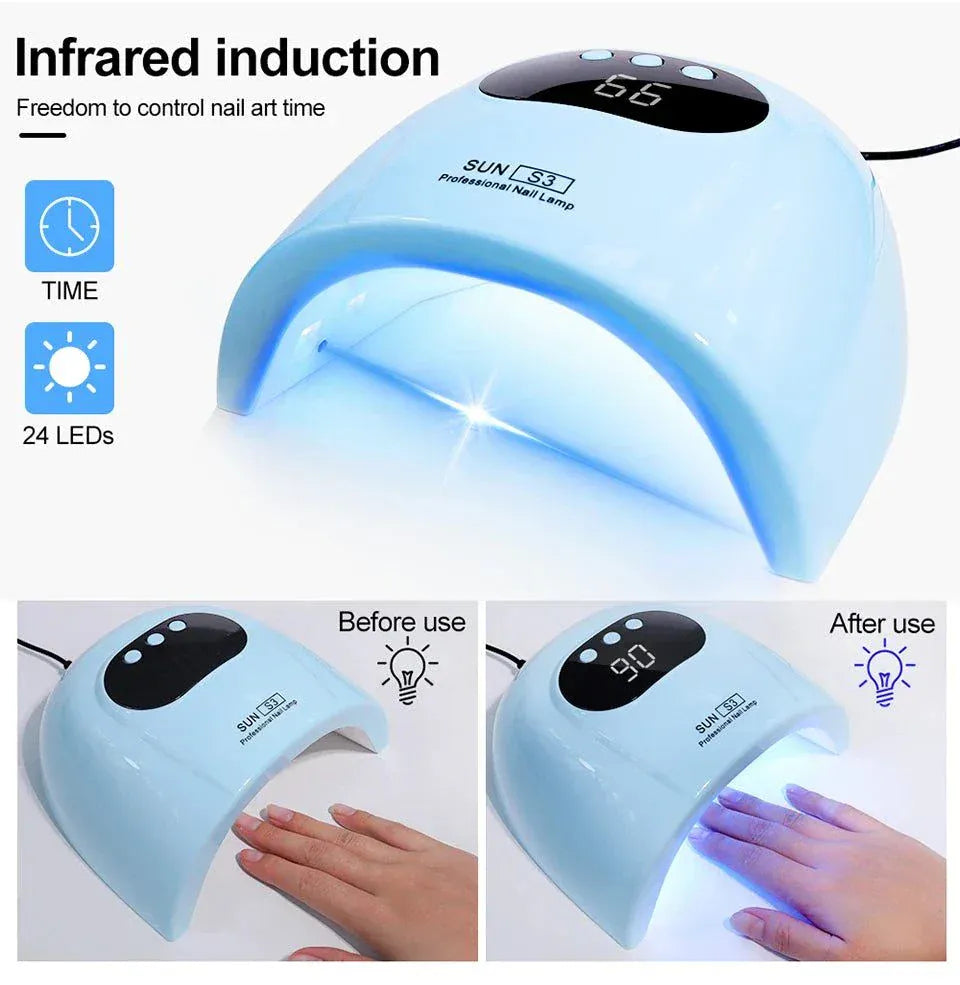 Professional UV LED Nail Lamp with 24 LED beads for fast gel nail curing and drying