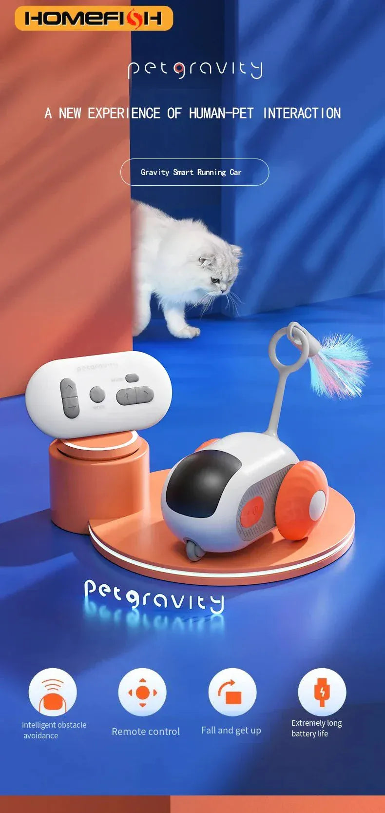 Smart Cat Car -  Interactive Remote Controlled Toy for Cats & Dogs.