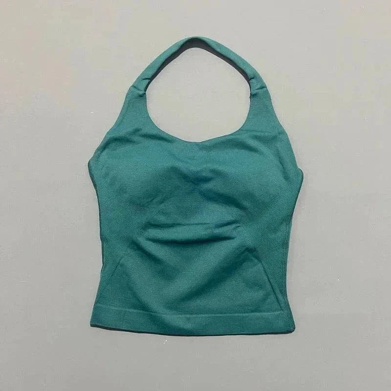 Women wearing quick-dry, high elastic Sports Yoga Vest for running and gym workouts