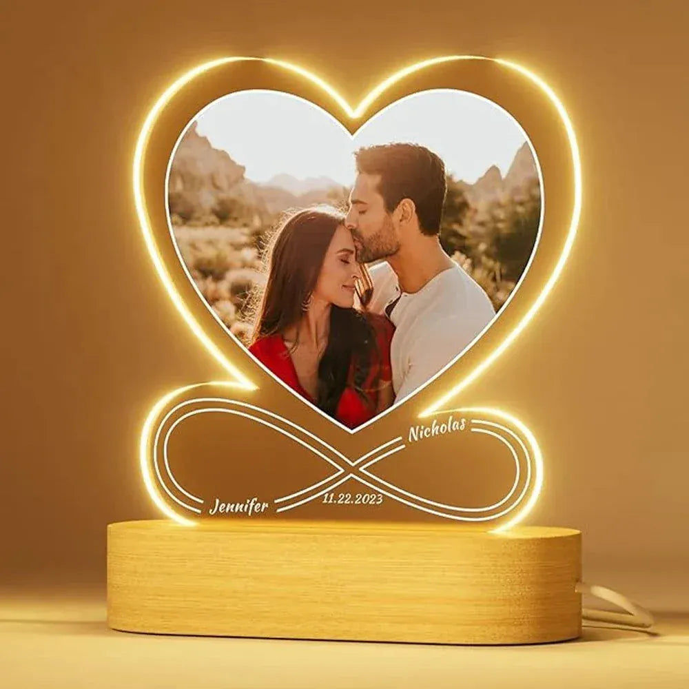 Custom photo love frame with LED light and personalized acrylic display for boyfriend gift