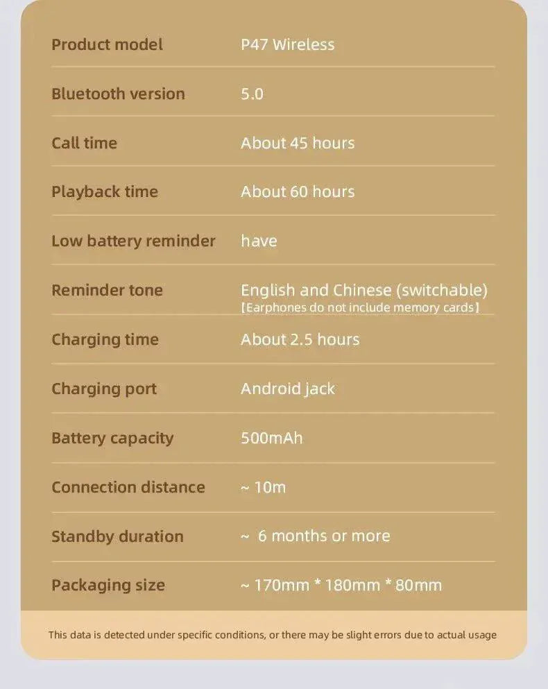 P47 Wireless bluetooth headphone