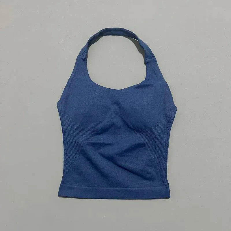 Women wearing quick-dry, high elastic sports yoga vest for workout and running