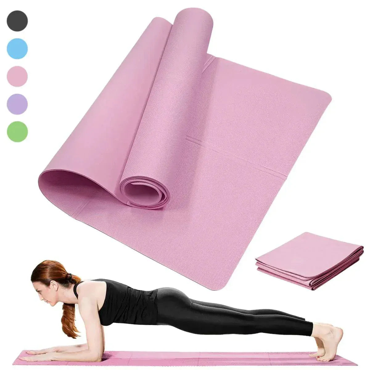 Purple non-slip yoga mat for Pilates and fitness, 4mm thick, durable and portable exercise cushion