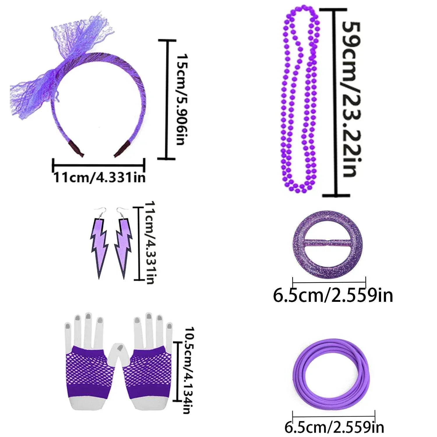 Easter 80s Retro Outfit Accessories – Headband, Gloves, Jewelry Set