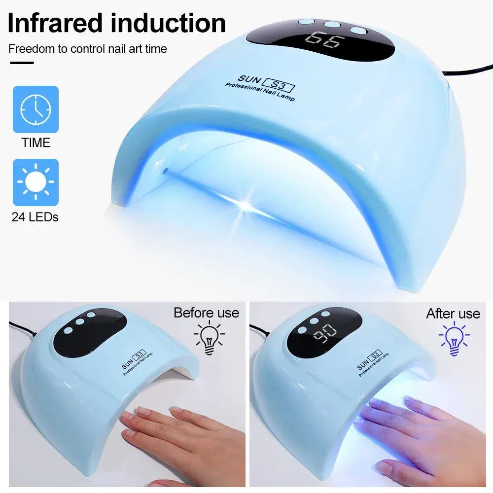 Professional UV LED Nail Lamp with 24 LEDs for fast gel nail curing and drying