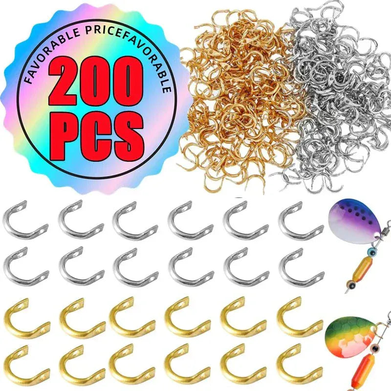 50-200PCS Fishing U-Ring 6x6mm silver and gold rotating fishing accessory connectors