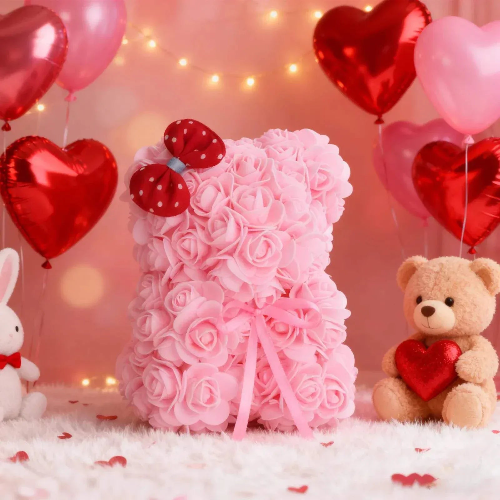 2026 Valentine Day Rose Bear teddy bear gift made of foam roses for Valentine's Day celebration