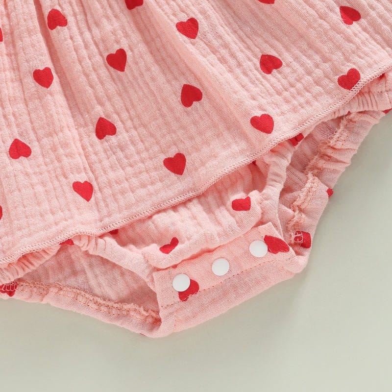 Romper Dress for Baby Girls - Valentine's Day Long Sleeve Jumpsuit.