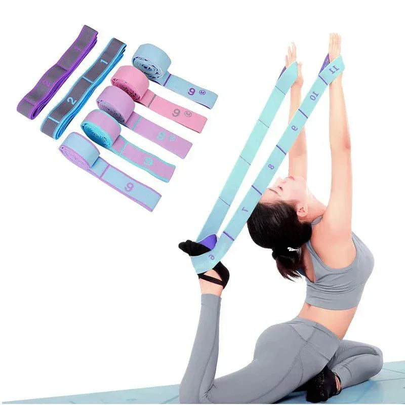 Multi-section yoga resistance bands for full-body workouts and stretching