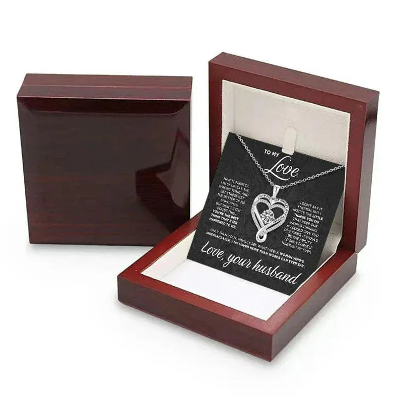 Heart shaped Necklace -  Double Layered Heart Pendant Gift for Her.