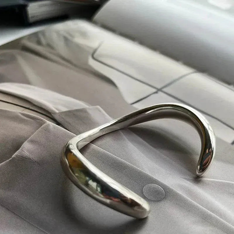 Trendy Thai Silver Arc Bangle  –  Women's Jewelry Gift, Never Fade.