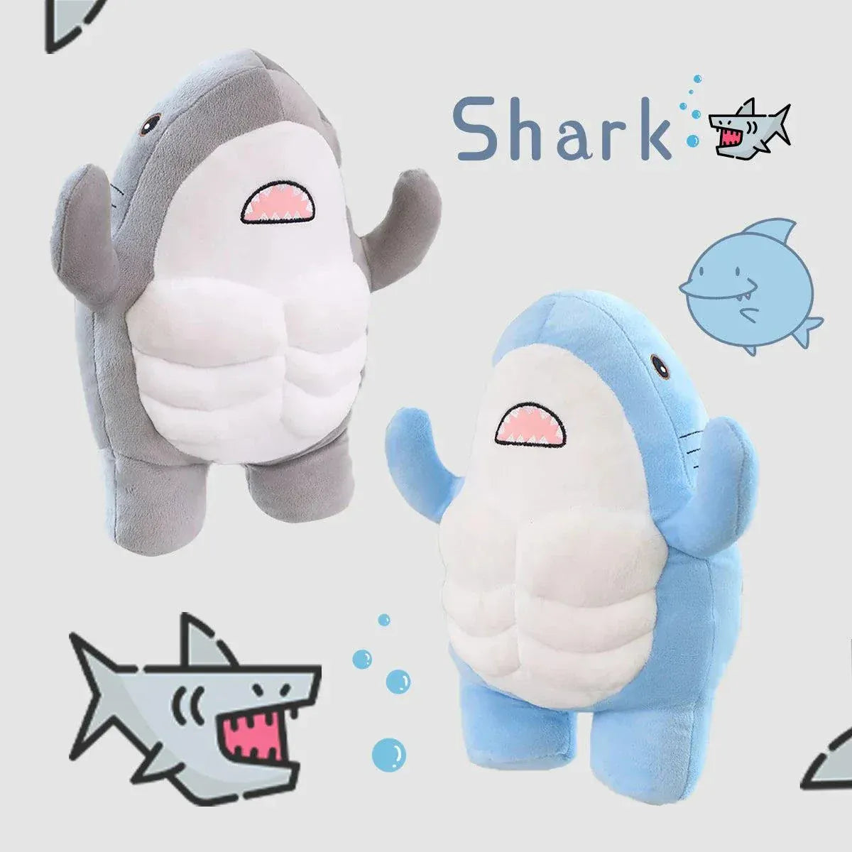 Muscle Shark Plush Toys- Soft 35cm Ocean Whale Stuffed Animal for Kids