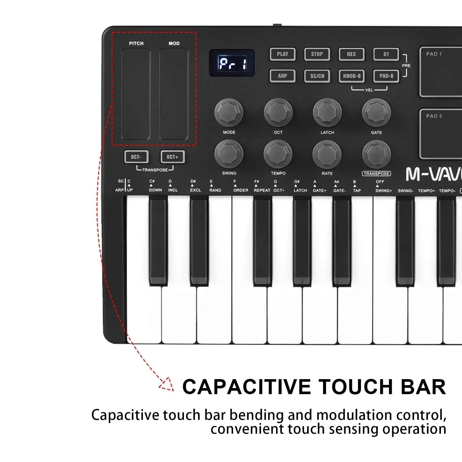 M-VAVE 25-Key MIDI Control -Portable USB MIDI Controller with RGB Pads