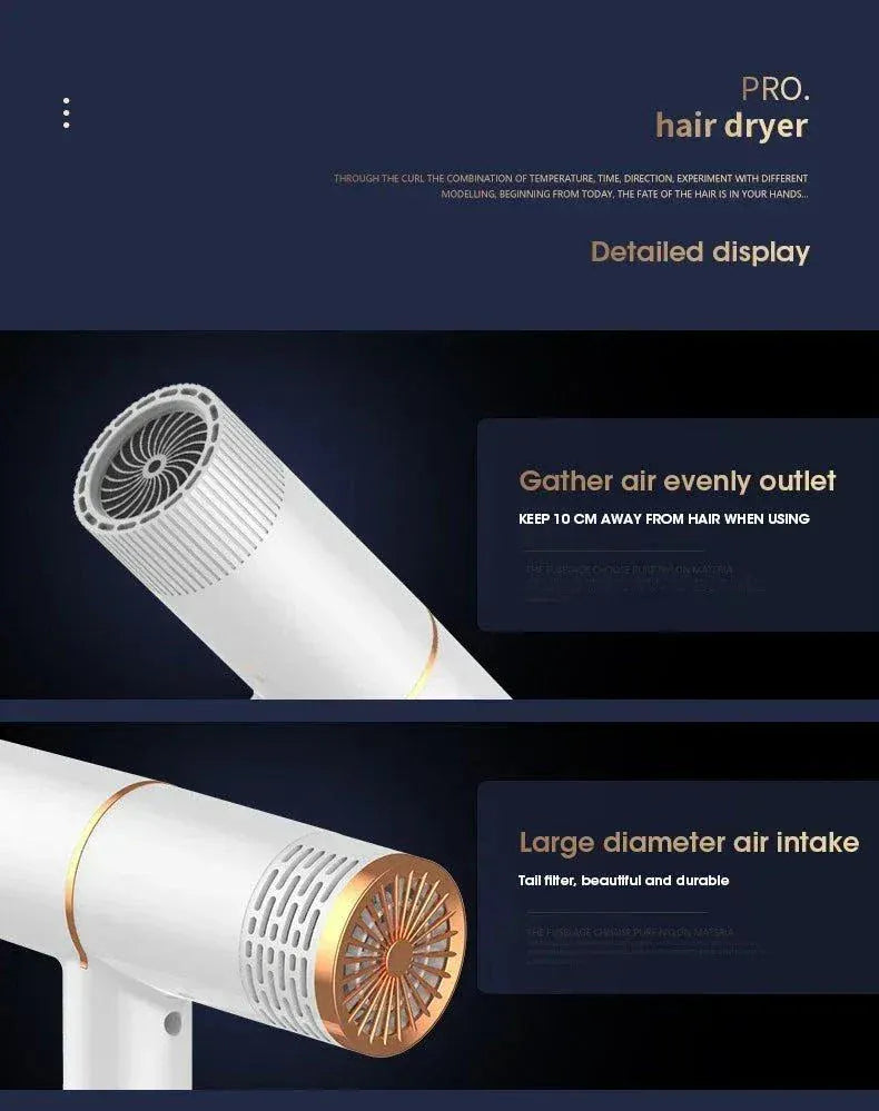 Professional hair dryer with ionic technology for fast, frizz-free drying and smooth, shiny hair