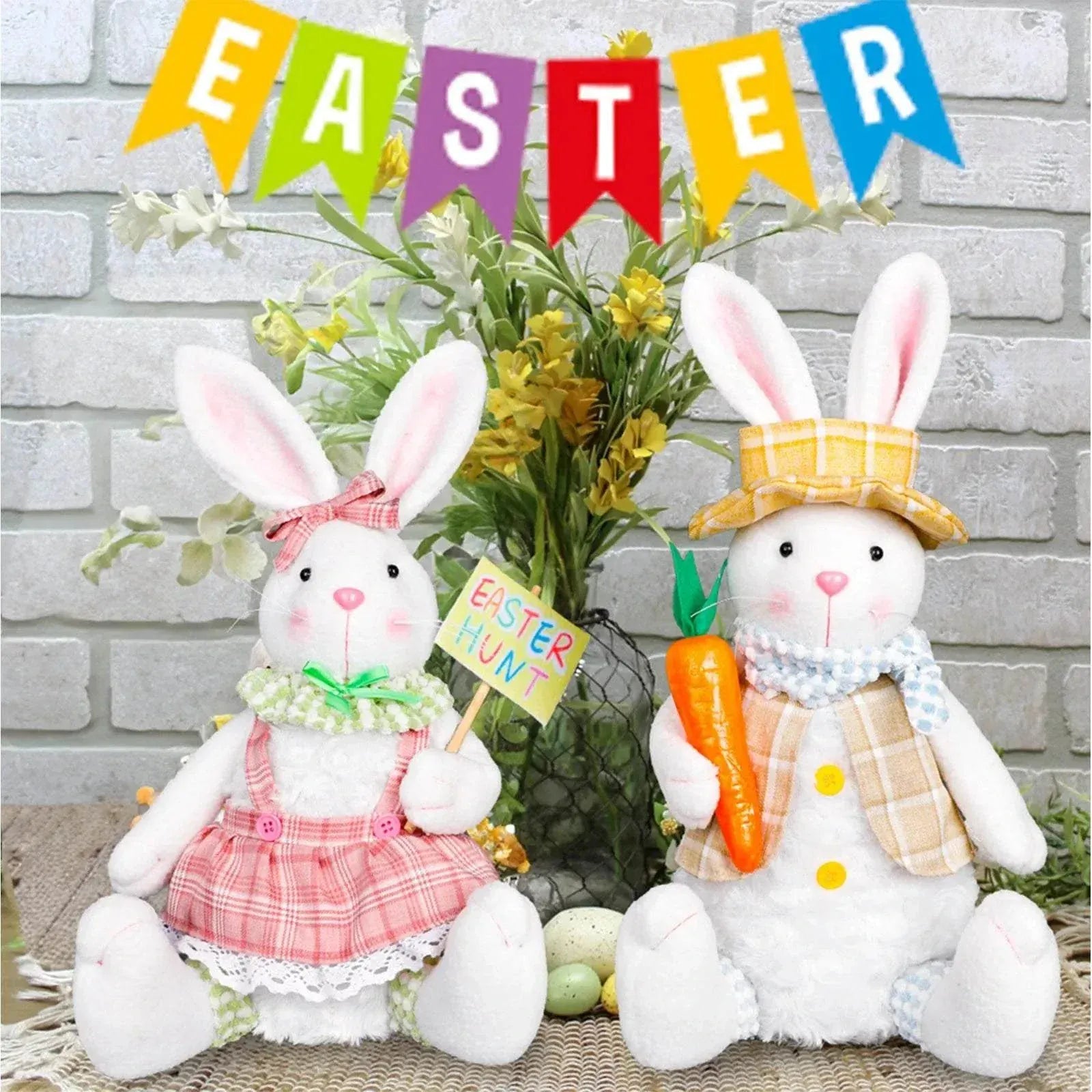 Easter Bunny Decorations - Handmade Swedish Gnome Dolls for Spring.