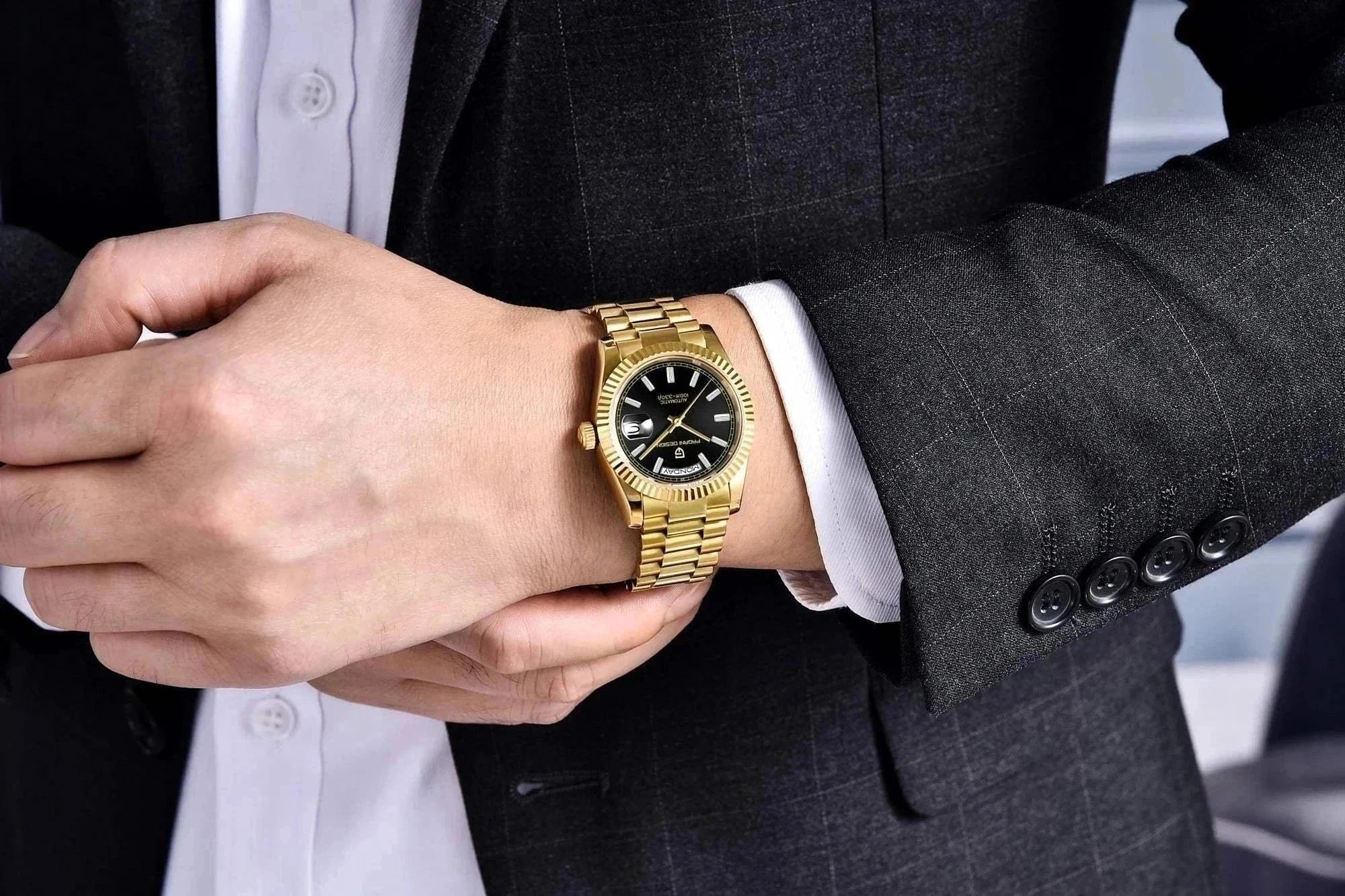 PAGANI DESIGN Luxury Automatic Watch men's 36mm mechanical wristwatch with sapphire glass and stainless steel strap