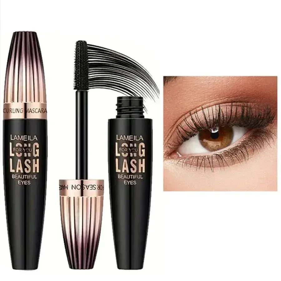 Close-up of eyes with long, thick lashes enhanced by Waterproof 4D Mascara for bold, smudge-proof volume and length