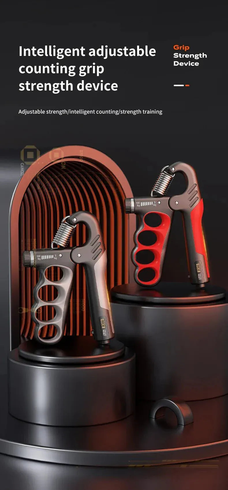 Adjustable hand grip strengthener with 5–100KG resistance for improving hand and forearm strength