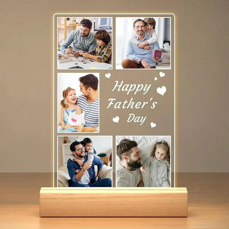 Personalized LED acrylic custom photo love frame with romantic message and LED light for boyfriend gift
