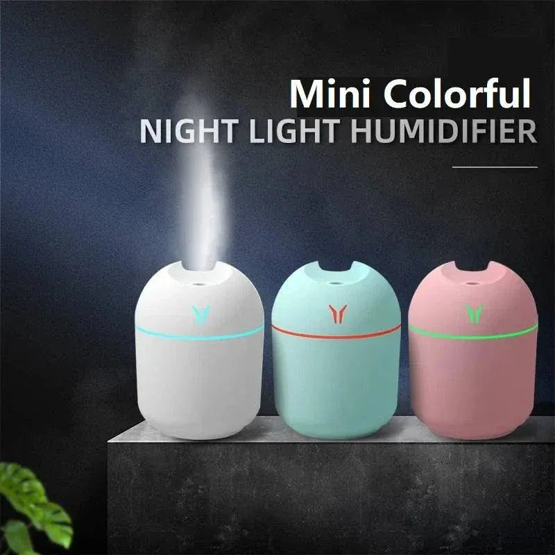 250ML USB Mini Air Humidifier & Diffuser with ultrasonic mist and LED lighting