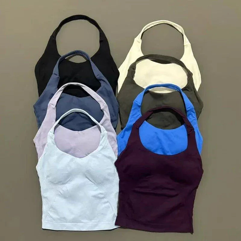 Women wearing high elastic quick-dry seamless yoga sports vest designed for running and gym workouts