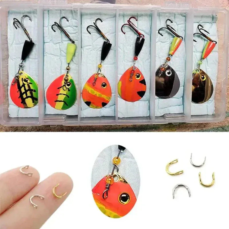 Silver and gold 6x6mm fishing U-ring lure accessories for DIY spinner baits