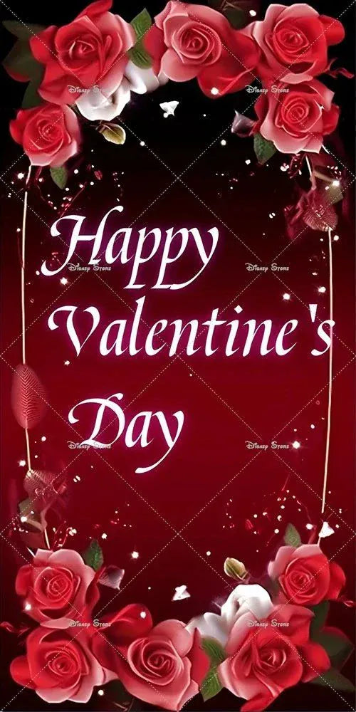 Valentine Day Door Cover with vibrant red roses and love-themed design for romantic celebrations